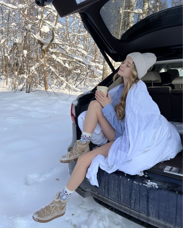 @julietteinwonderland  in her winter wonderland ❄️

Wearing BOXERS and BOYFRIEND 🤍

#lalupa #wintermood #winterwonderland #cozypajamas #shirtandboxers